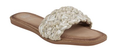 GC Shoes Arly Woven Squared Toe Slide Flat Sandals