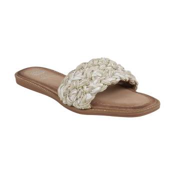GC Shoes Arly Woven Squared Toe Slide Flat Sandals