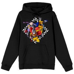Dragon Ball Super The Movie Super Hero Characters In Checkered Diamond Long Sleeve Black Adult Hooded Sweatshirt - 1 of 3