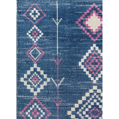 Soleil Native Navy Blue 2'x4' Synthetic Tribal Area Rug