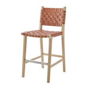 New Pacific Direct Marco Faux Leather Counter Stool Drift Wood Frame - 1 of 4