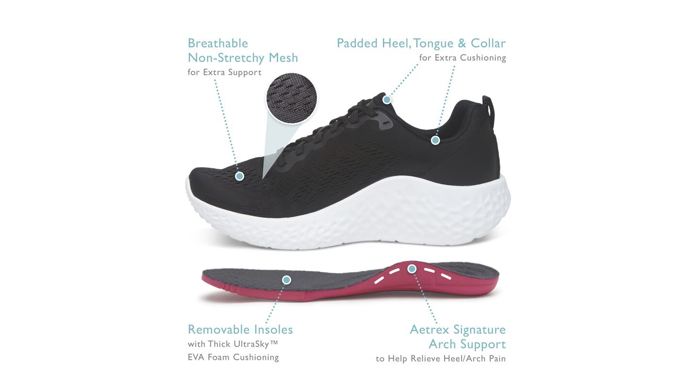 Женские кроссовки AETREX Arch Support Sneakers Danika White Size 7.5-8, цвет: Белый — фото 4