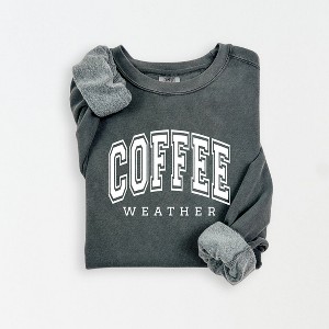 Simply Sage Market Women's Lightweight Garment Dyed Graphic Sweatshirt Coffee Weather - 1 of 4