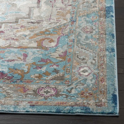 Reversible Rectangular Easy Care Synthetic Area Rug, Blue, 10' x 14'