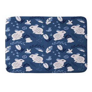 Deny Designs BlueLela Rabbits and Flowers Memory Foam Bath Rug: Microfiber, Machine Washable, 1'9"x2'10" - 1 of 4