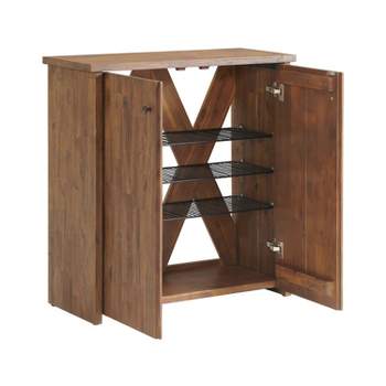 31" Bethel Acacia Wood Shoe Cubbie Storage Cabinet Natural - Alaterre Furniture