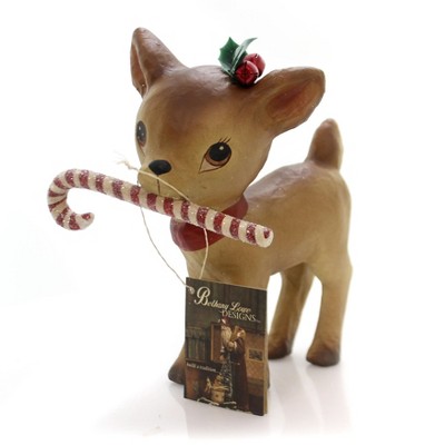 Christmas 7.75" Retro Reindeer W/Candy Cane Little Holly Bells  -  Decorative Figurines