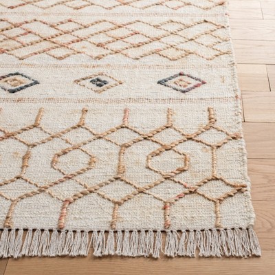 Ivory Cotton Hand-Knotted Non-Slip Rectangular Area Rug