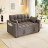 Small Velvet Pull-Out Sleeper Sofa Bed with Side Pockets and 3-Position Adjustable Backrest - 2 of 4