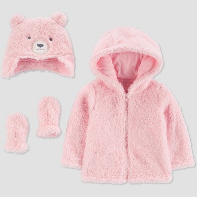 Image of Carter's Just One You® Baby Girls' Bear Jacket Set - Pink 0-3M