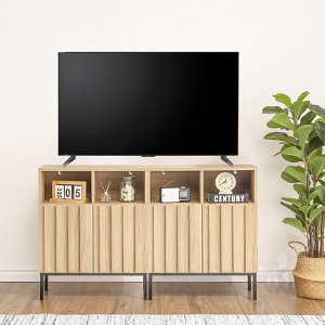 Set of 2 Oxford Fluted Storage Cabinet, Sideboard Buffet Credenza with Doors, Accent Console for Living Dining Room, Entryway,Raised Panel - 1 of 4