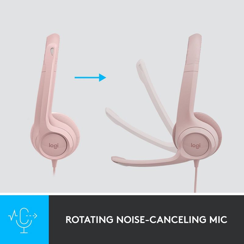 Logitech H390 USB Wired Headset - Rose Pink, 5 of 13
