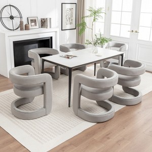 SEYNAR Modern Velvet E-Shaped Open Back Dining chair Set of 6 - 1 of 4