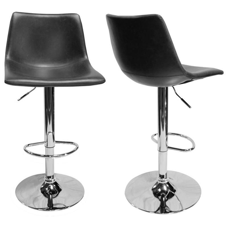 Jimmy Dean Faux Leather Adjustable Swivel Bar Stool Gray (Set of 2) - Best Master Furniture, 2 of 4
