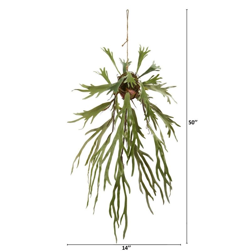 Nearly Natural 50-in Staghorn Artificial Hanging Plant, 2 of 3