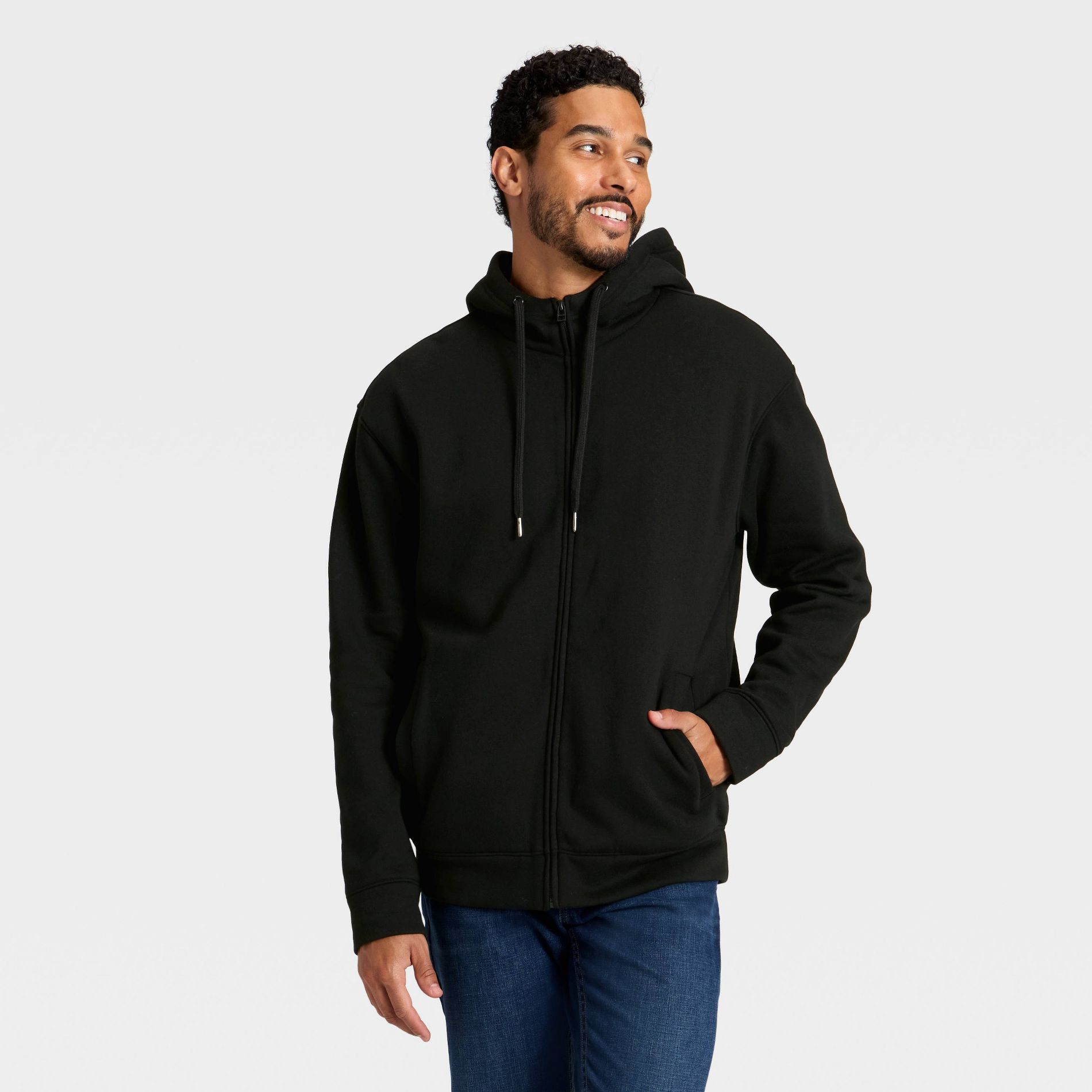 Men's High Pile Lined Fleece Hooded Full-Zip Sweatshirt - Goodfellow & Co™
