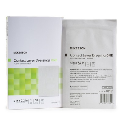 McKesson Silicone Wound Dressing, 4 x 7-2/5 in., 10 Count, 1 Pack