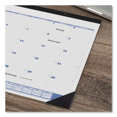 Standard White Monthly Desk Pad with Black Binding and Corners