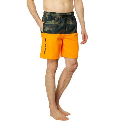 U.S. Polo Assn. U.S. Polo Assn. Men's Color Block Camo Swim Trunks Orangina Large