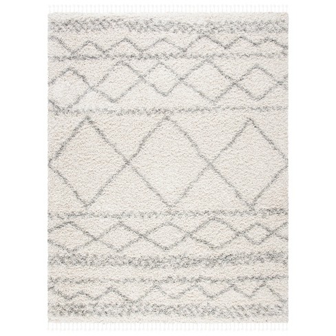 Pro Lux Shag Plx436 Power Loomed Area Rug - Ivory/light Grey - 9'x12 ...