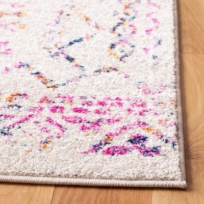 Ivory & Fuchsia Hand-Knotted Synthetic Rectangle Area Rug