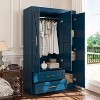APRILSOUL Shaker Style Classic Three-Door Wardrobe, Wood Bedroom Armoire with Hanging Rod and Shelves - 2 of 4