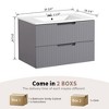 NicBex Floating Bathroom Vanity with Ceramic Sink,Modern Bathroom Sink Vanity with 2 Drawers,24/30 inch Bathroom Sink Cabinet for Bathroom,Brown/Gray - 3 of 4