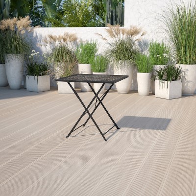 28" Black Steel Square Folding Patio Table