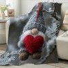 Lomsoe Christmas Gnome Heart Snowflake Flannel Blanket with Festive Red Heart & Snowflake Design, Christmas Blanket, Seasonal Home Decor. - 2 of 4