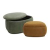 Jennifer Taylor Home Bauble 35" & 26" Rounded Pebble Storage Ottomans, Set of 2, Sage Green & Earthy Yellow Microfiber Velvet - 2 of 4