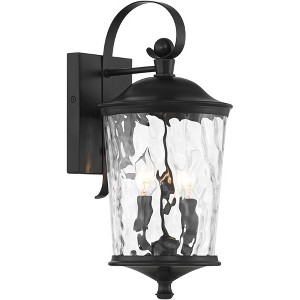 John Timberland Cirilla 17 1/2" High Modern Outdoor Wall Light Fixture Mount Porch House Exterior Weatherproof Matte Black Metal Clear Glass Shade - 1 of 4