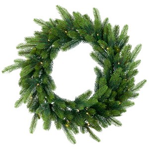 Northlight Real Touch™ B/O Pre-Lit Noble Fir Christmas Wreath - 24" - Warm White LED - 1 of 4
