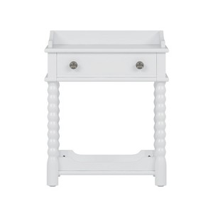 Gulches 24 Inch High White Nightstand with 1 Drawer, 1 Open Shelf and Turned Legs - 1 of 4