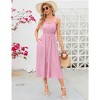 Women's Dress Casual Summer Spaghetti Strap Dress Button Down Sleeveless A Line Beach Swing Midi Sundress - 4 of 4