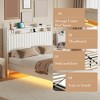 Coucheta Floating Bed Frame with LED Lights & Charging Station, Upholstered Leather Platform, 50" Tall, No Box Spring Needed - 3 of 4