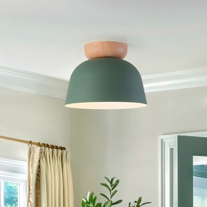 LLHZSY Semi Flush Mount Ceiling Light Fixture 11" Wide Dome Shade for Bedroom Kitchen Living Room Hallway-Green/Dark Blue - 1 of 4