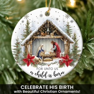 Christmas Nativity Scene - Religious Christmas Ornaments 2025, Jesus for Tree Decorations, Gifts for Christian Women, Ceramic Christian - 1 of 4