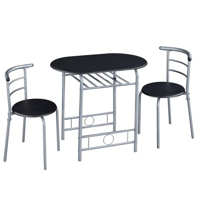 Yaheetech Round Dining Table Set For 2 With Steel Legs, Storage Rack ...