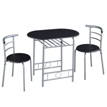 Yaheetech Round Dining Table Set for 2 with Steel Legs, Storage Rack