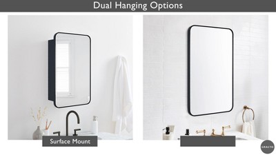 Matt Black Metal Medicine Cabinet with Mirror and Adjustable Shelves