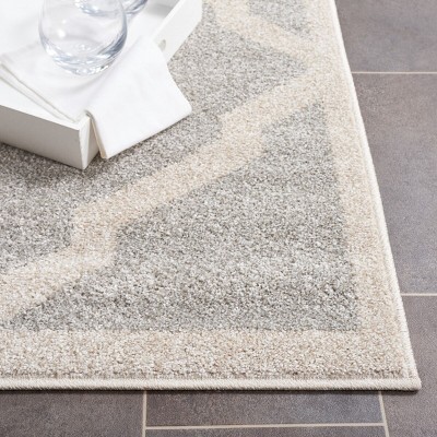 Beige and Light Grey Geometric Synthetic 8' x 10' Area Rug