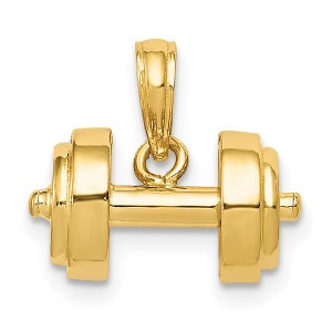 Black Bow Jewelry 14k Yellow Gold 3D Dumbbell Pendant - 1 of 4