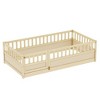 CAVINAS Twin Bed Frames, Wooden Kids Floor Bed with Extra High Safety Barrier, Modern Platform Bed for Bedroom, Living Room - 3 of 4
