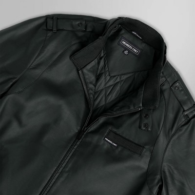 Members Only Men's Vegan Leather Iconic Racer Jacket - Medium, Black — фото 6