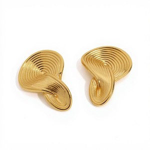 Anna-Kaci Women’s Sculptural Gold Tone Statement Earrings with Modern Layered Swirl Design - Gold - 1 of 4