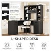 L-Shaped Computer Desk with 2 Cabinets, 2 Drawers & 11 Open Shelves, Power Outlet - 3 of 4