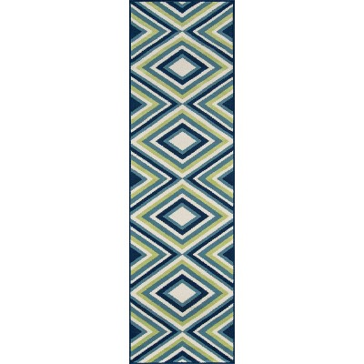 2'3"x8' Geometric Runner Blue/Yellow - Momeni