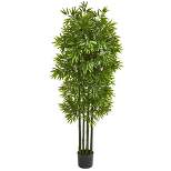 Nearly Natural 64” Bamboo Artificial Tree with Green Trunks UV Resistant (Indoor/Outdoor)