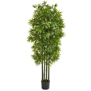 Nearly Natural 64-in Bamboo Artificial Tree with Green Trunks UV Resistant (Indoor/Outdoor)