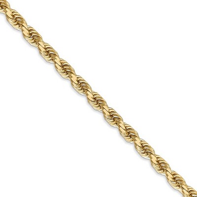 Black Bow Jewelry 5mm 14k Yellow Gold Solid Diamond Cut Rope Chain Necklace